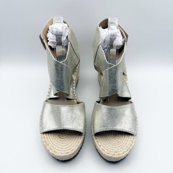 Eileen Fisher Womens Willow Wedge Sandal US 10 EU 40.5 Silver Glitter Suede NWOB - Picture 6 of 12